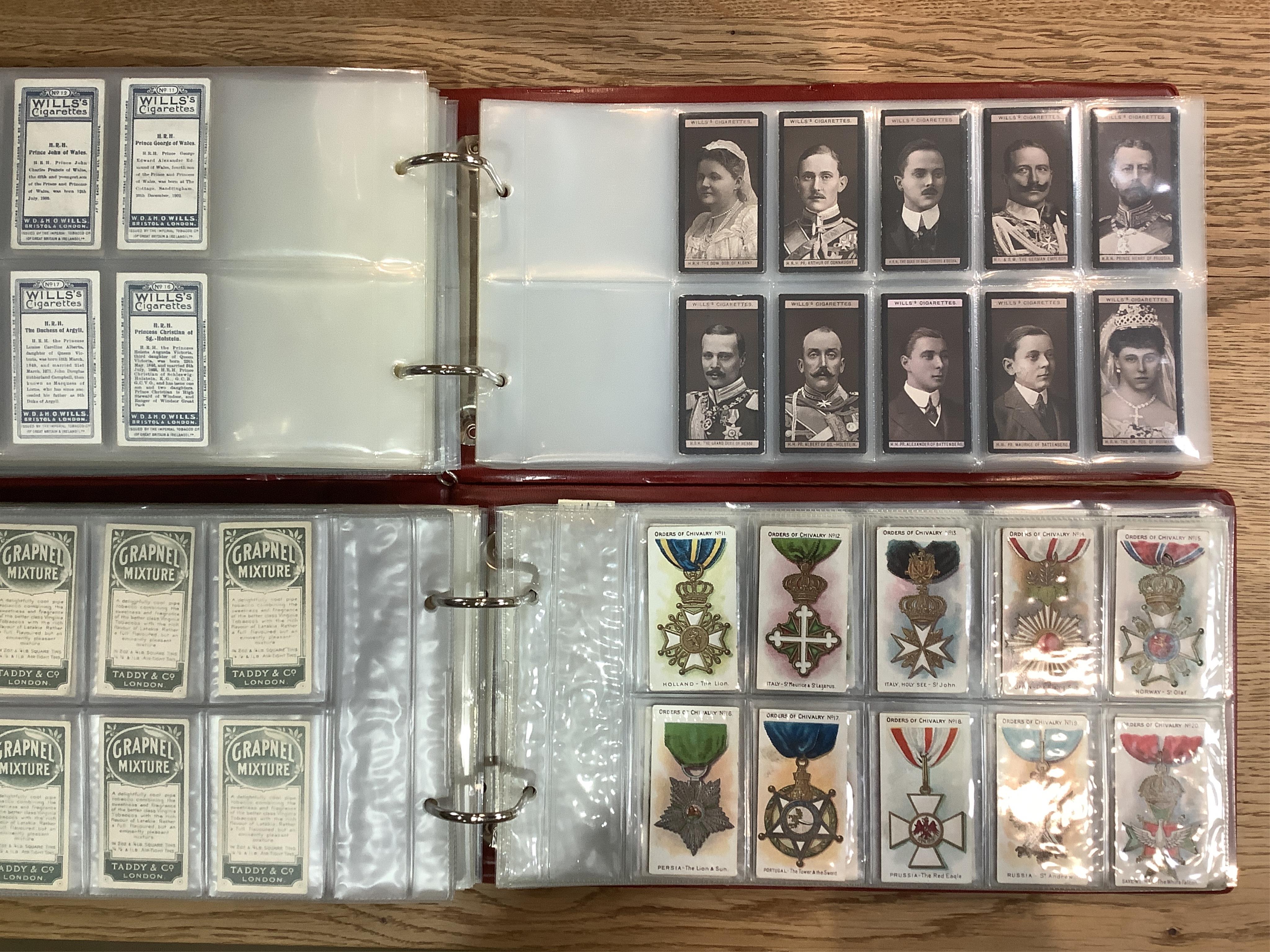 Six albums of assorted cigarette cards; Military Uniform, Medals, Heroes, Magic tricks and Coins. Condition - overall good